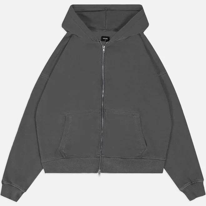 outerwear Drop Shoulder Zip Hoodie Hours $69.99
