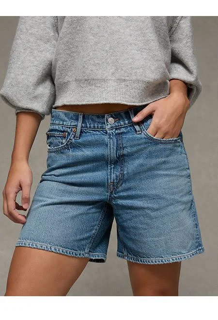 bottoms Easy Breezy Women's Strigid Super High-Waisted Relaxed Denim Shorts American Eagle Outfitters $35.97
