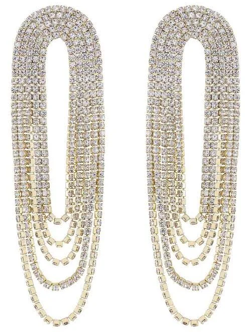 accessory Ettika 18K Gold-Plated Crystal Drape Fringe Earrings Nordstrom $60