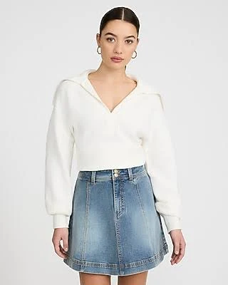 skirt Express Women's High-Waisted A-Line Flounce Denim Skirt Express $47.6