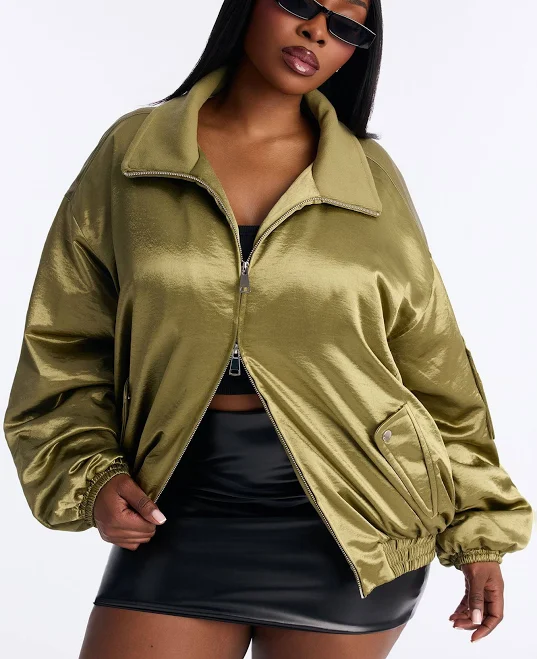 bomber jacket Fashion Nova Women's Remy Cargo Satin Bomber Jacket Fashion Nova $26.99
