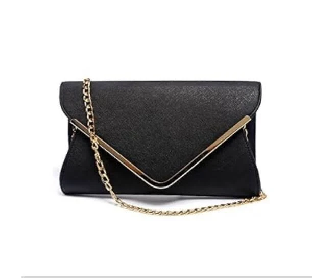 bag Faux Leather Envelope Clutch Black With Gold Hardware eBay $13.5