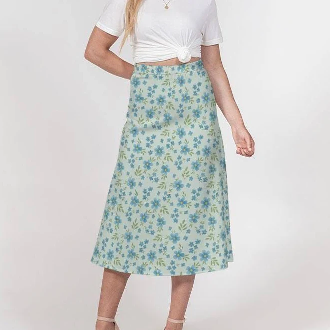 skirt Floral A-Line Midi Skirt Etsy - Seller $69.99