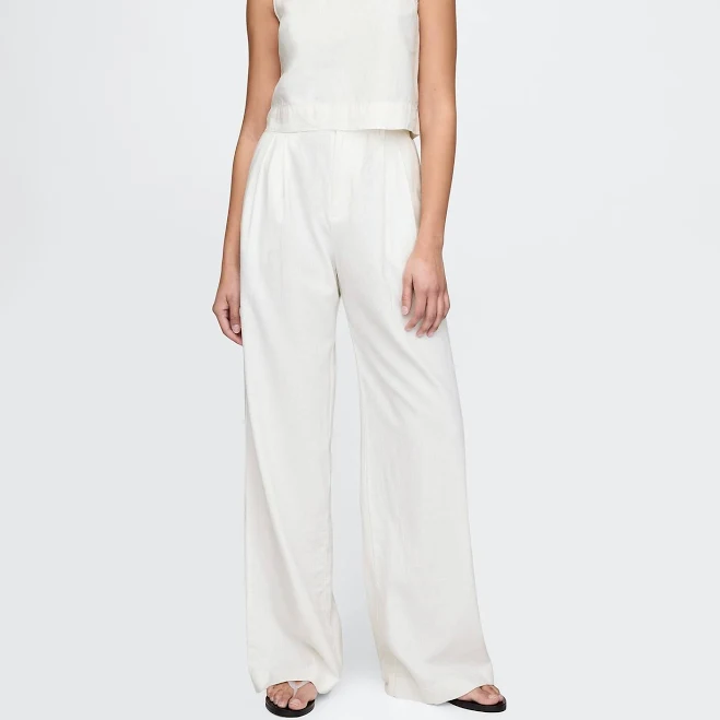 pants Gap Women's 365 High Rise Linen-Blend Trousers Gap $44