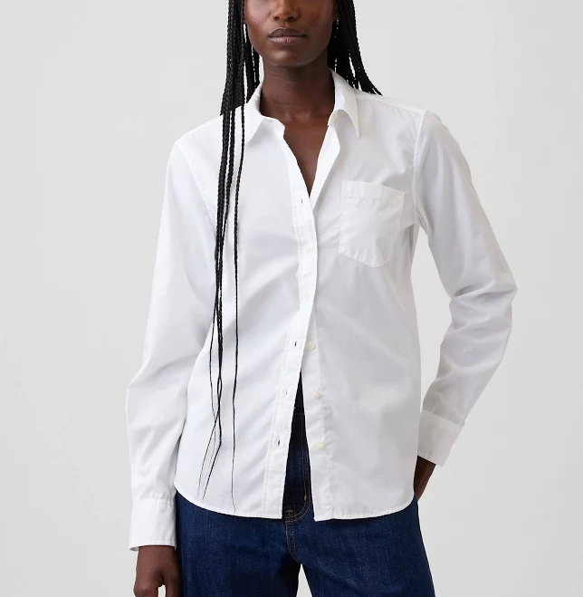 top Gap Women's Organic Cotton Poplin Classic Shirt Gap $47