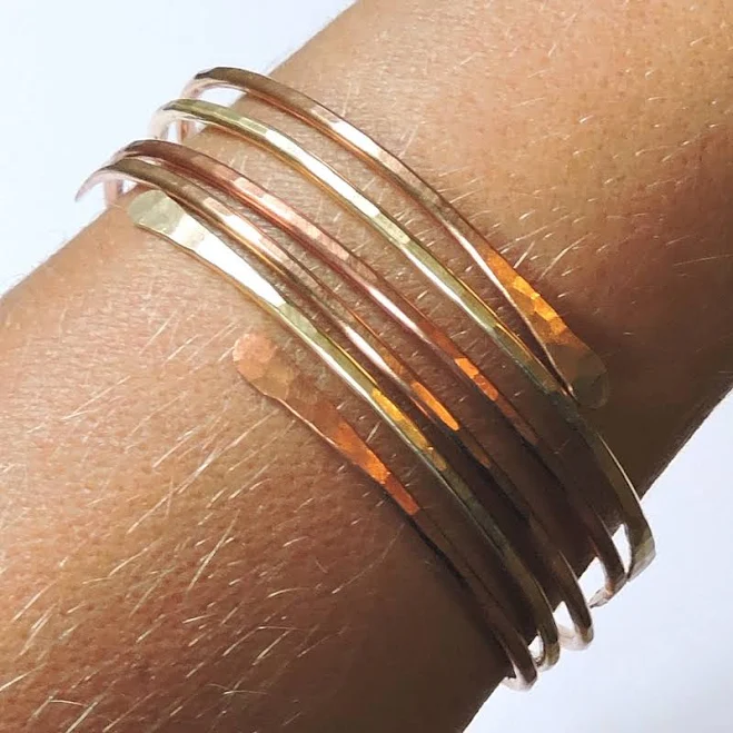 accessory Hammered Open End Stackable Bangle Bracelets Etsy - Seller $25.5
