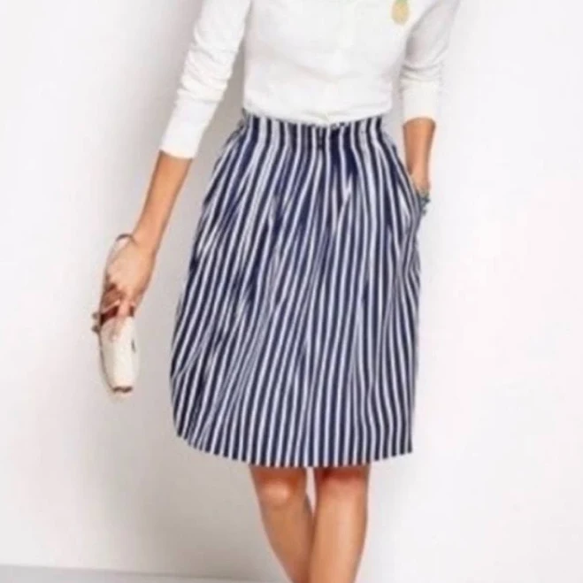 skirt J. Crew Skirts | J. Crew Navy And White Vertical-Stripe Midi Skirt | Color: Blue/White | Size: 10 | Lenjones333's Closet Poshmark $20