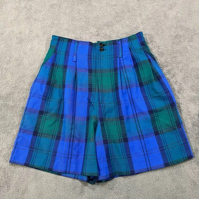 shorts Joule Schoolboy Blue-green Tartan Plaid High Rise Pleated Shorts Women eBay - findex24 $15.27