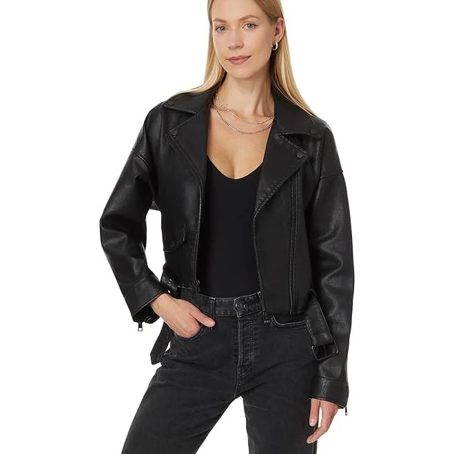 leather jacket Levi's Relaxed Crop Faux Leather Moto Jacket Women's Zappos.com $103.67