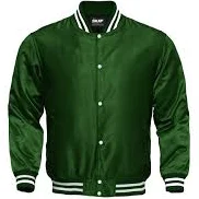 bomber jacket Light Weight Satin Bomber Varsity Jacket - Forest Green Skaf Impex $69.99
