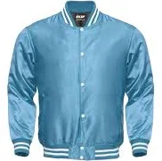 bomber jacket Light Weight Satin Bomber Varsity Jacket - Sky Blue Skaf Impex $69.99