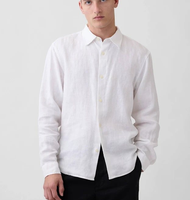 top Men's 100% Linen Relaxed Shirt by Gap Gap $47