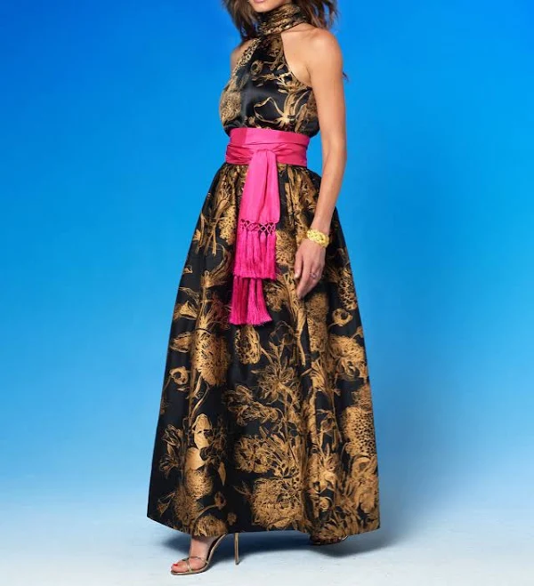 skirt NicoBlu Florence Long Full Skirt in Black and Gold Floral Toile NicoBlu $248