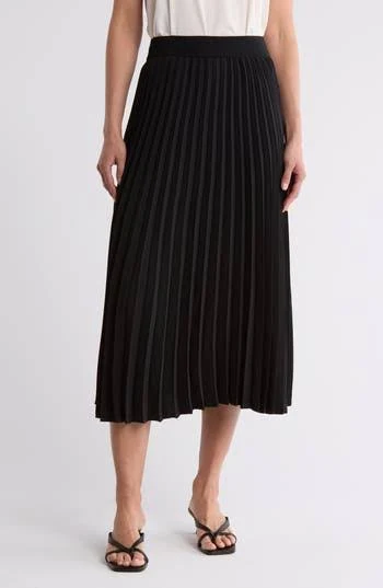 skirt Nordstrom Pleated Midi Skirt in Black at Nordstrom Rack, Size Large Nordstrom Rack $59.97