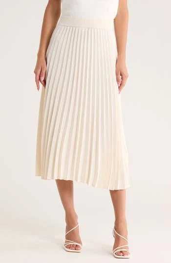 skirt Nordstrom Pleated Midi Skirt in Ivory Pristine at Nordstrom Rack, Size X-Large Nordstrom Rack $59.97