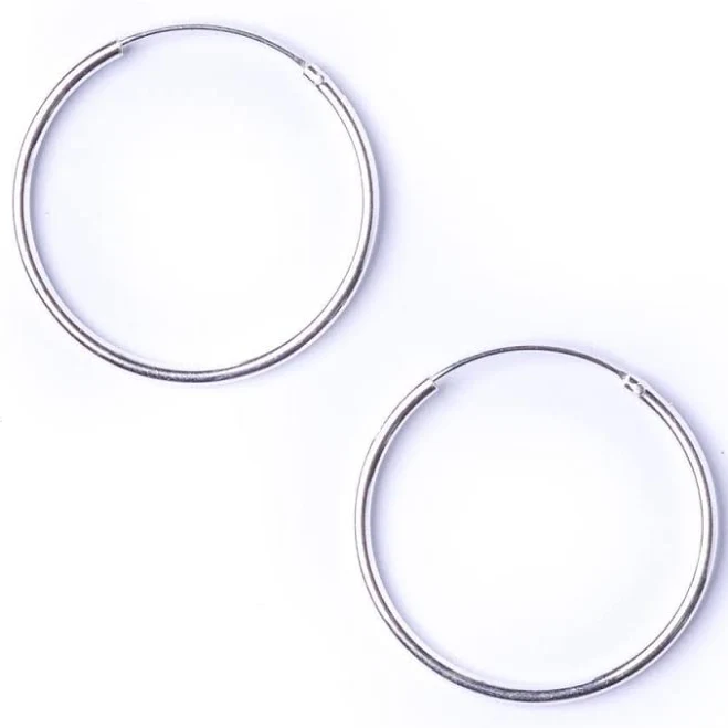 accessory Sterling Silver 1.2mm Medium Thin Hoops Sleeper Hoop Earrings 81stgeneration $16.96