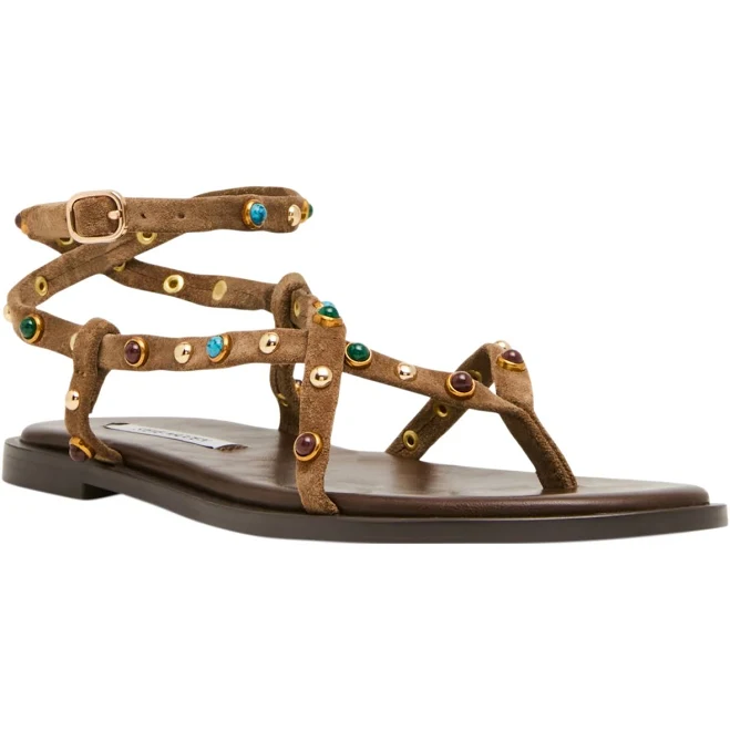 shoes Steve Madden Women's Mathis Embellished Suede Thong Sandals Macy's $76.3
