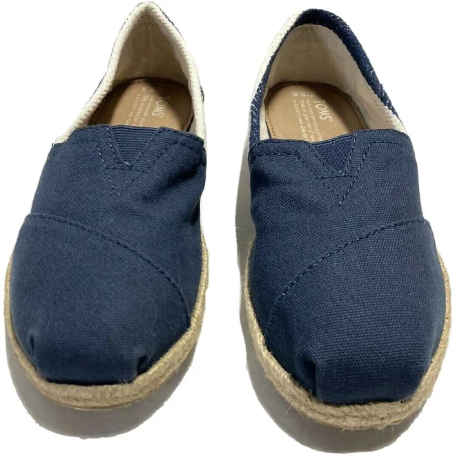 shoes Toms Womens Classic University Navy White Stripes Canvas Espadrille eBay $32.95
