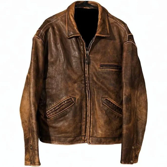 leather jacket Vintage 40s Military Biker Jacket in Distressed Cowhide Leather Etsy - Seller $117