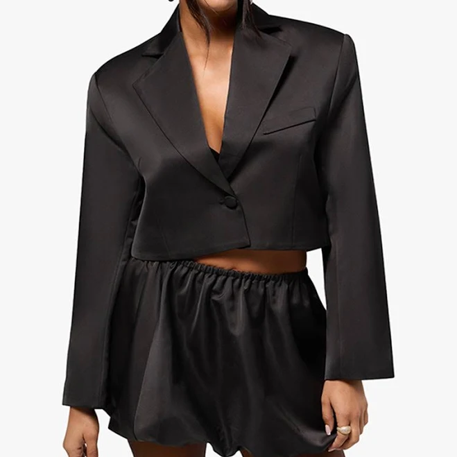 blazer WeWoreWhat Cropped Satin Blazer 260 Sample Sale $58.8