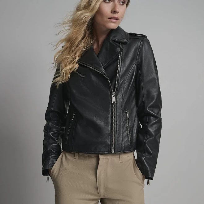 leather jacket Wilson's Leather Madeline Asymmetrical Leather Jacket Wilsons Leather $117