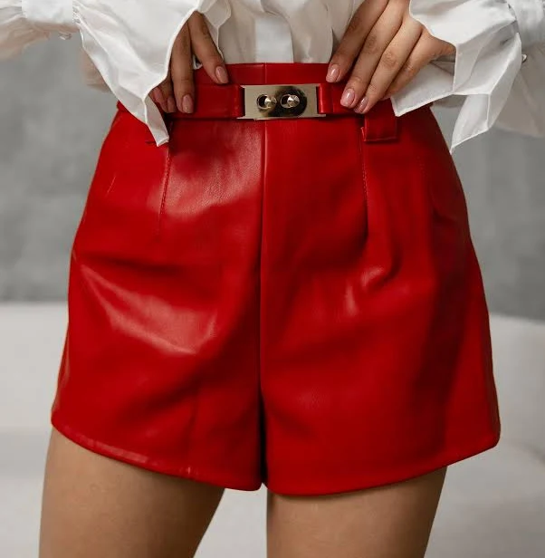 shorts Women's High-Waisted Faux Leather Shorts with Silk Lining Etsy - Seller $86