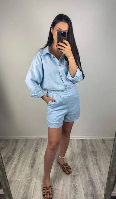 matching set Women's Oversized Linen Button Down Shirt Set Etsy - Seller $83.41
