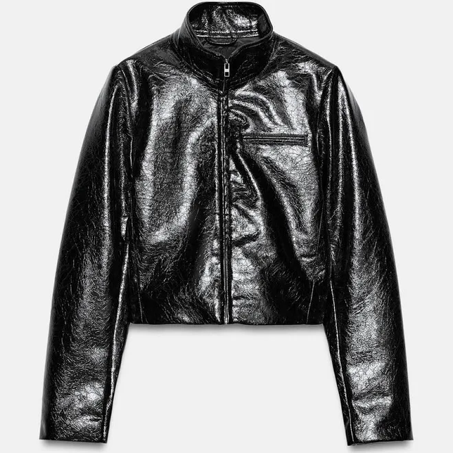 leather jacket Zara Cropped Faux Leather Jacket Zara USA $79.9