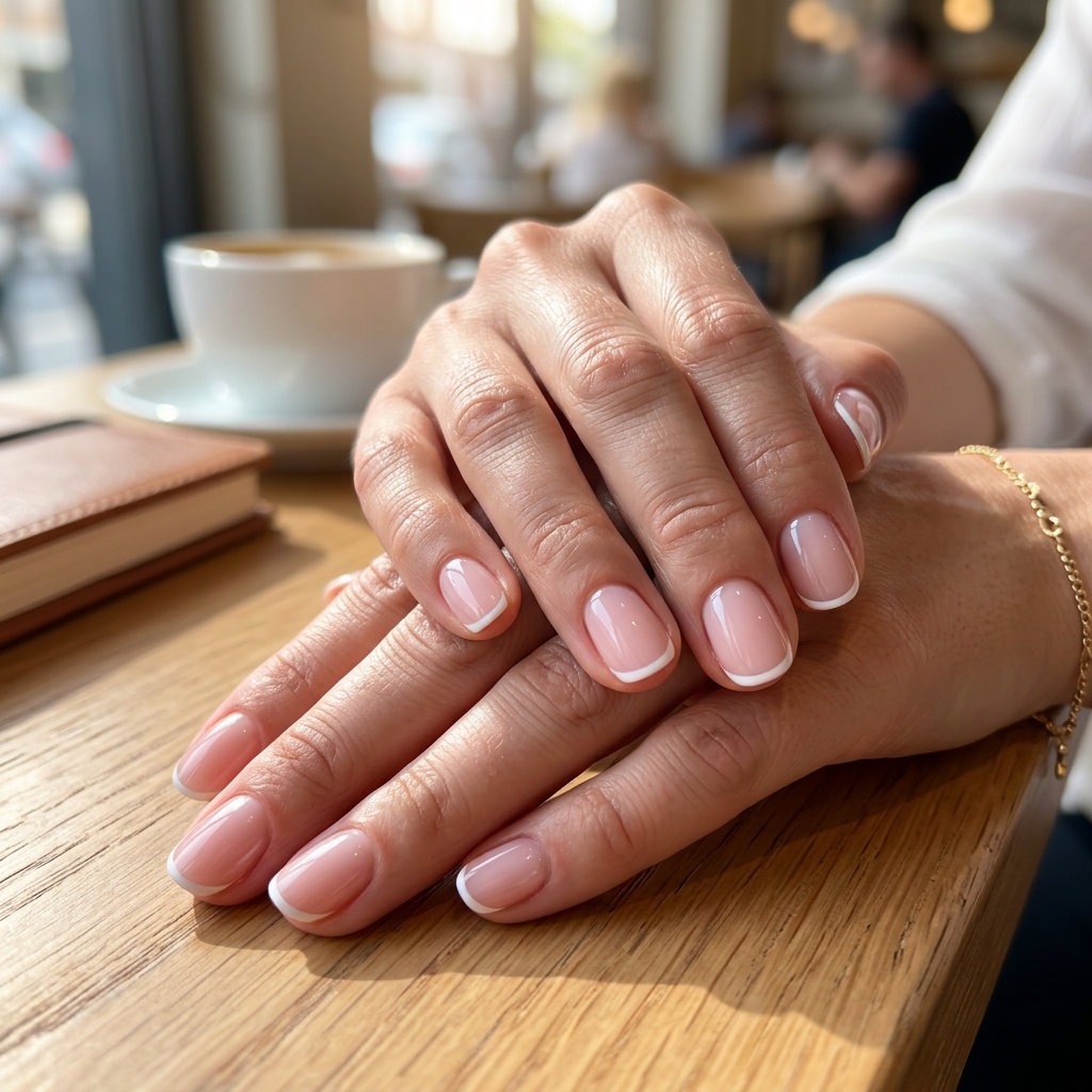 Short oval summer nails 2026: Chic white micro French tip nails for weddings and work.