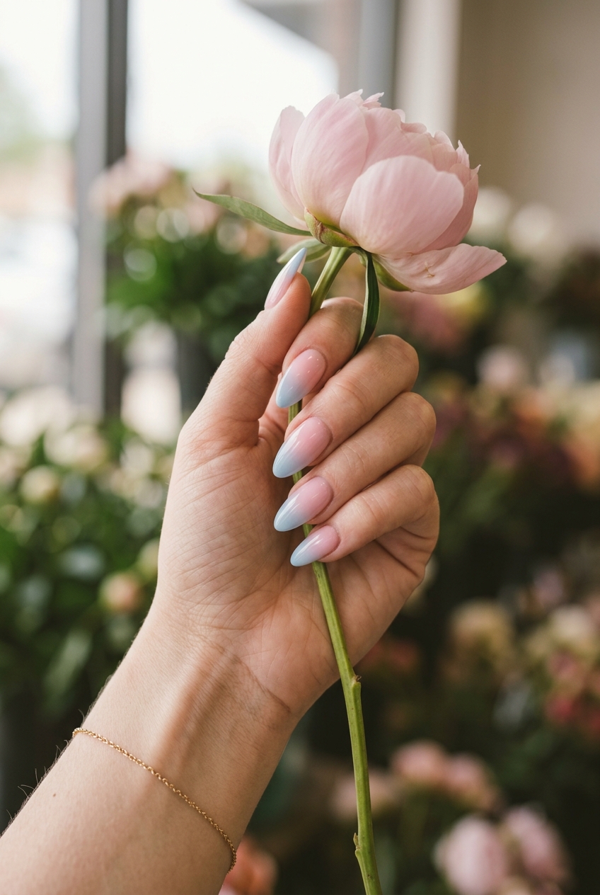 Dreamy Ombre Nails 2026: Romantic Summer Wedding Style Dreamy airbrush ombre pastel nails for summer weddings 2026. Romantic, whimsical gradient.
