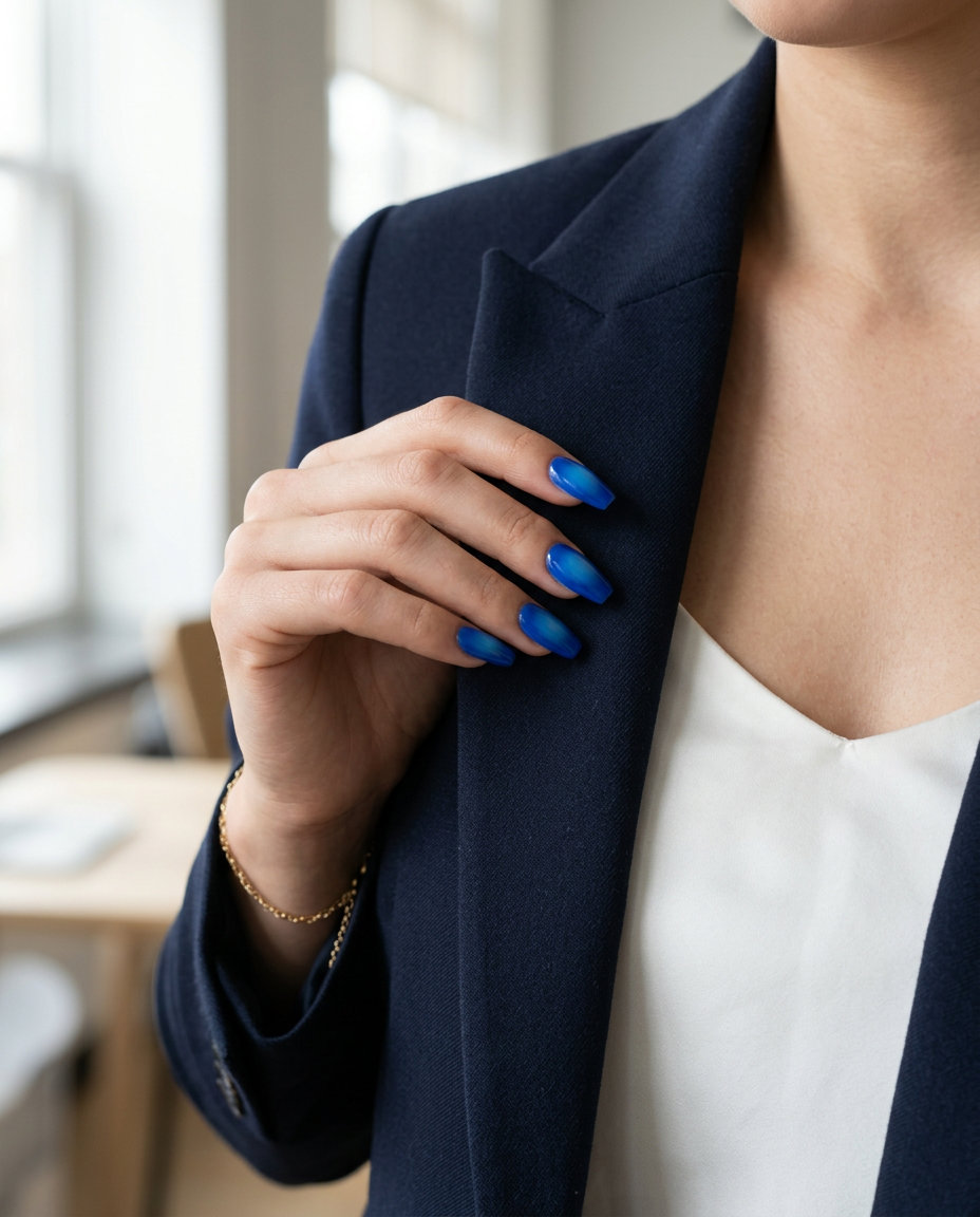 Celestial blue aura nails with a milky white base, ethereal and mystical for night outs. Summer colorful nails designs 2026.
