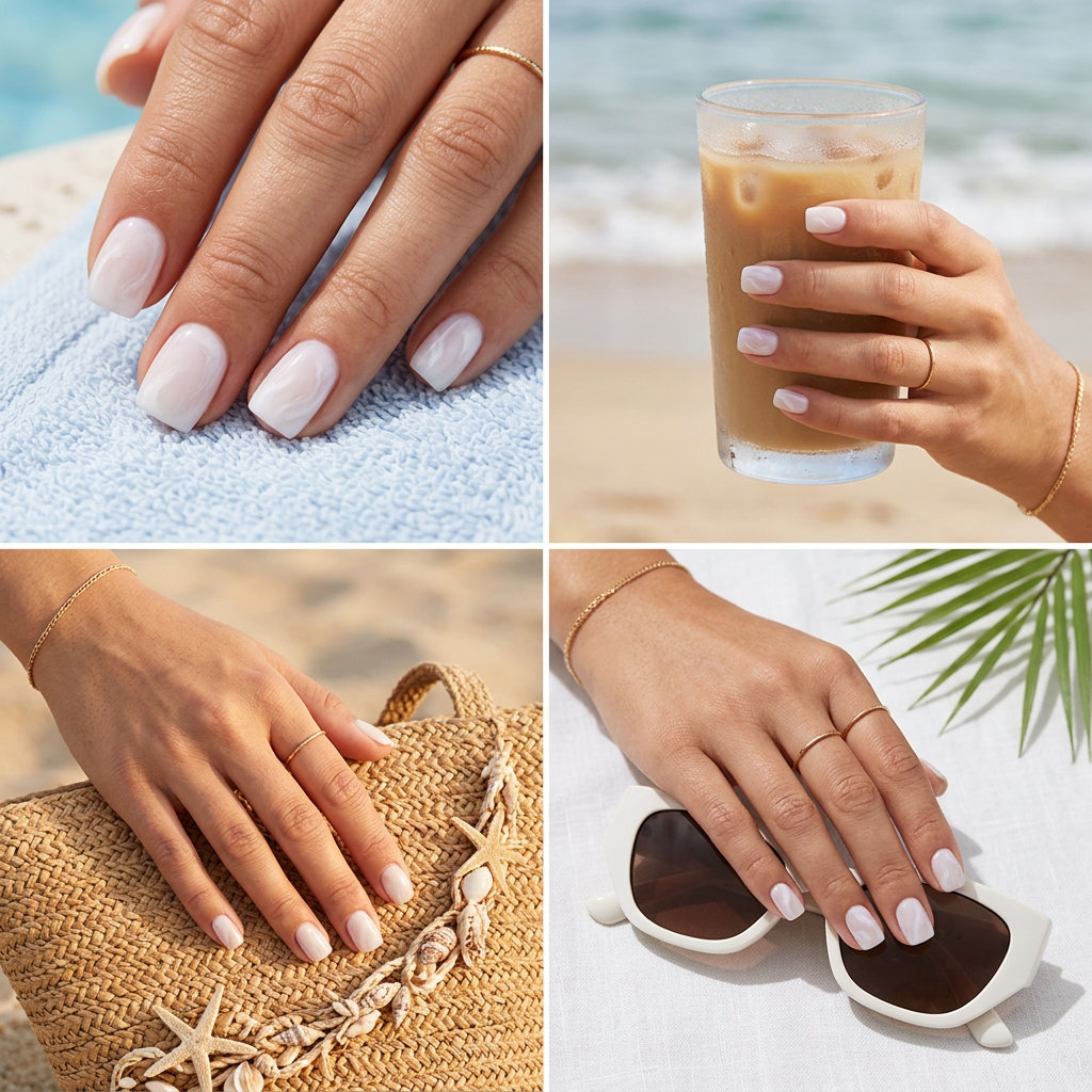 Summer Nails 2026: Ethereal Swirls Sheer white airbrushed swirl nails for summer nails 2026, perfect for weddings and daily wear. Minimalist and ethereal.
