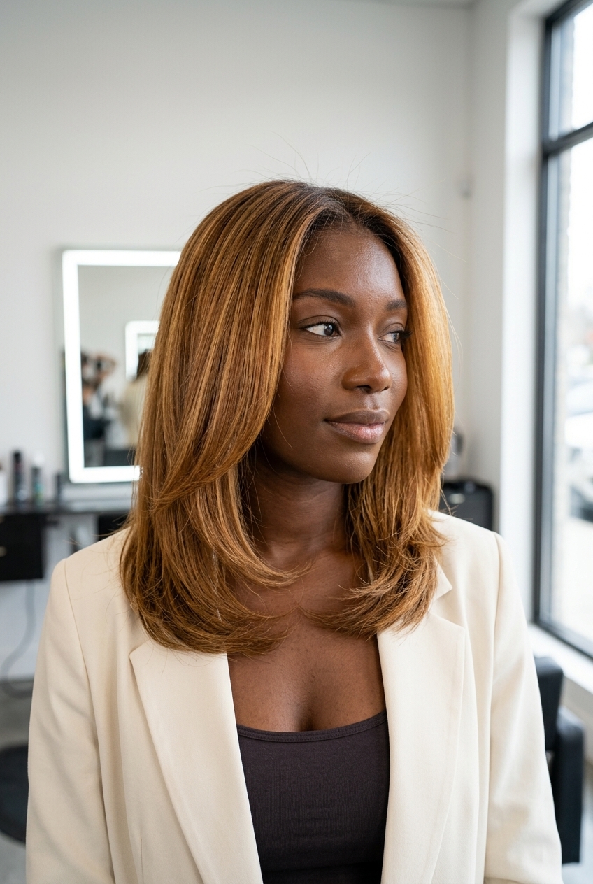 Syrup Bronde Gloss 2026: Radiant Shine medium blunt bronde haircut with golden syrup gloss and warm undertones for weekend