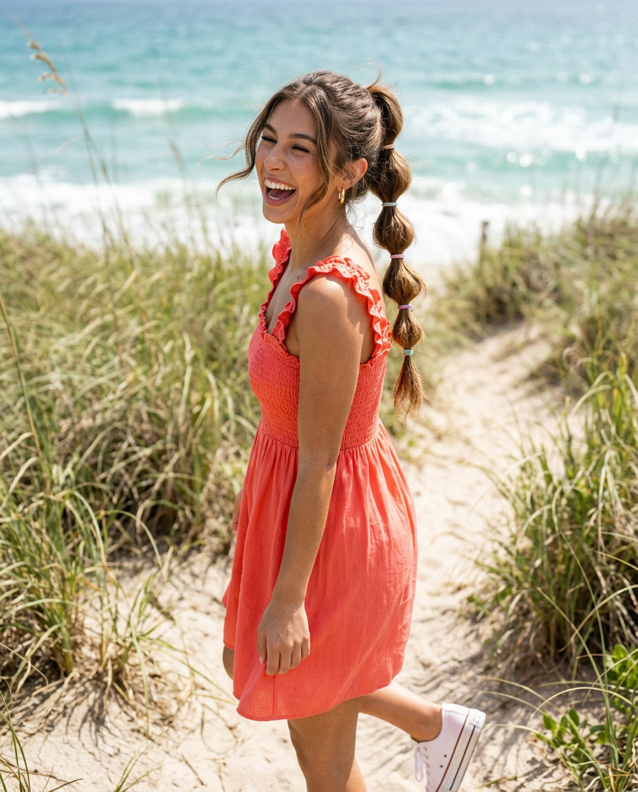 Playful Summer Bubble Braid 2026 long bubble braid with vibrant fashion colors, playful texture for summer