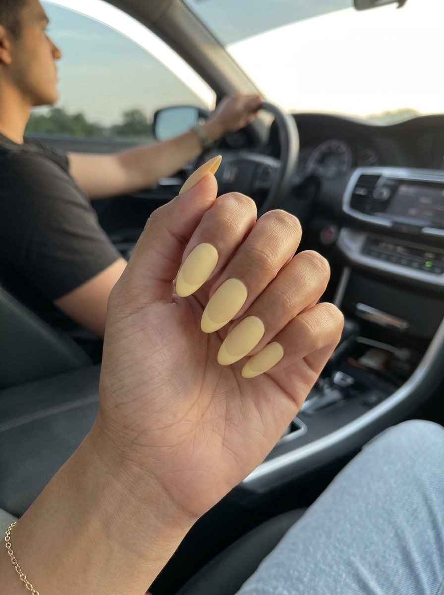 Elegant Yellow Summer Nails 2026: Milky French Elegant butter yellow summer nails 2026 with a soft milky french tip for weddings.