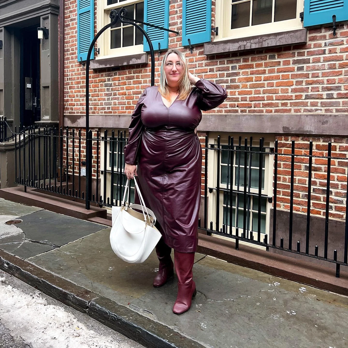 fall outfits for big busted women 2026 Burgundy Faux Leather Dress That Makes A Statement
