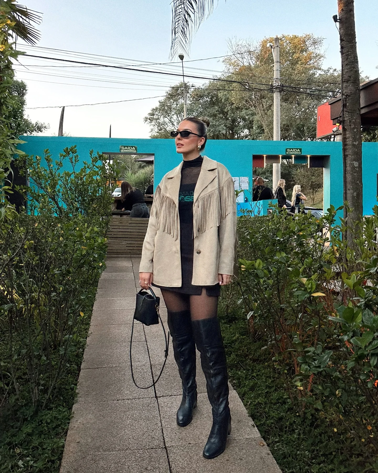 fall outfits with tights 2026 Western Fringe Layers With Statement Over-The-Knee Boots
