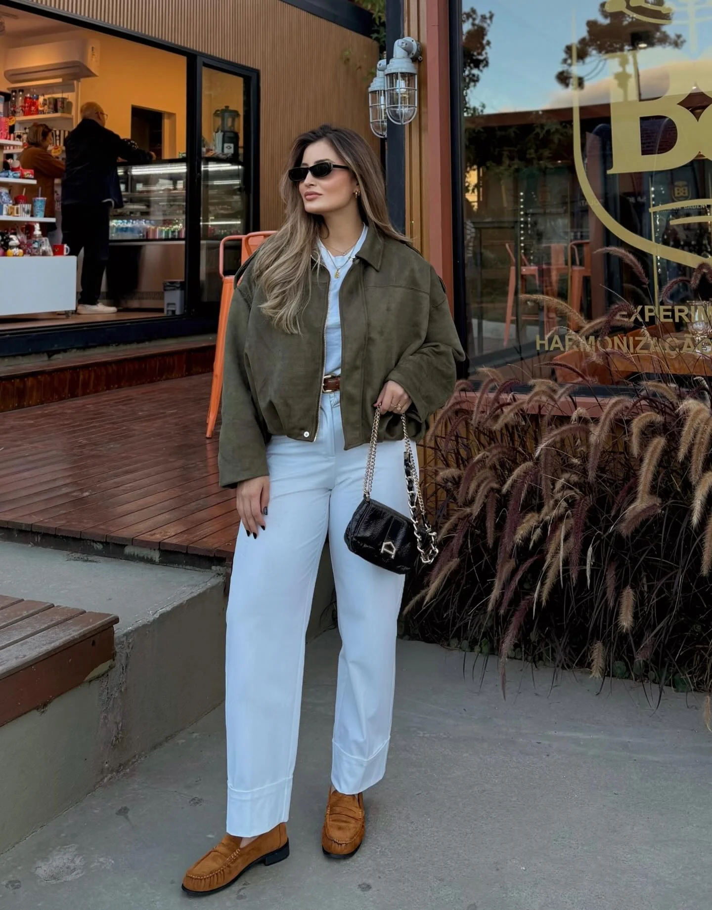 fall fashion trends 2026 Olive Suede Jackets Meet Crisp White Separates