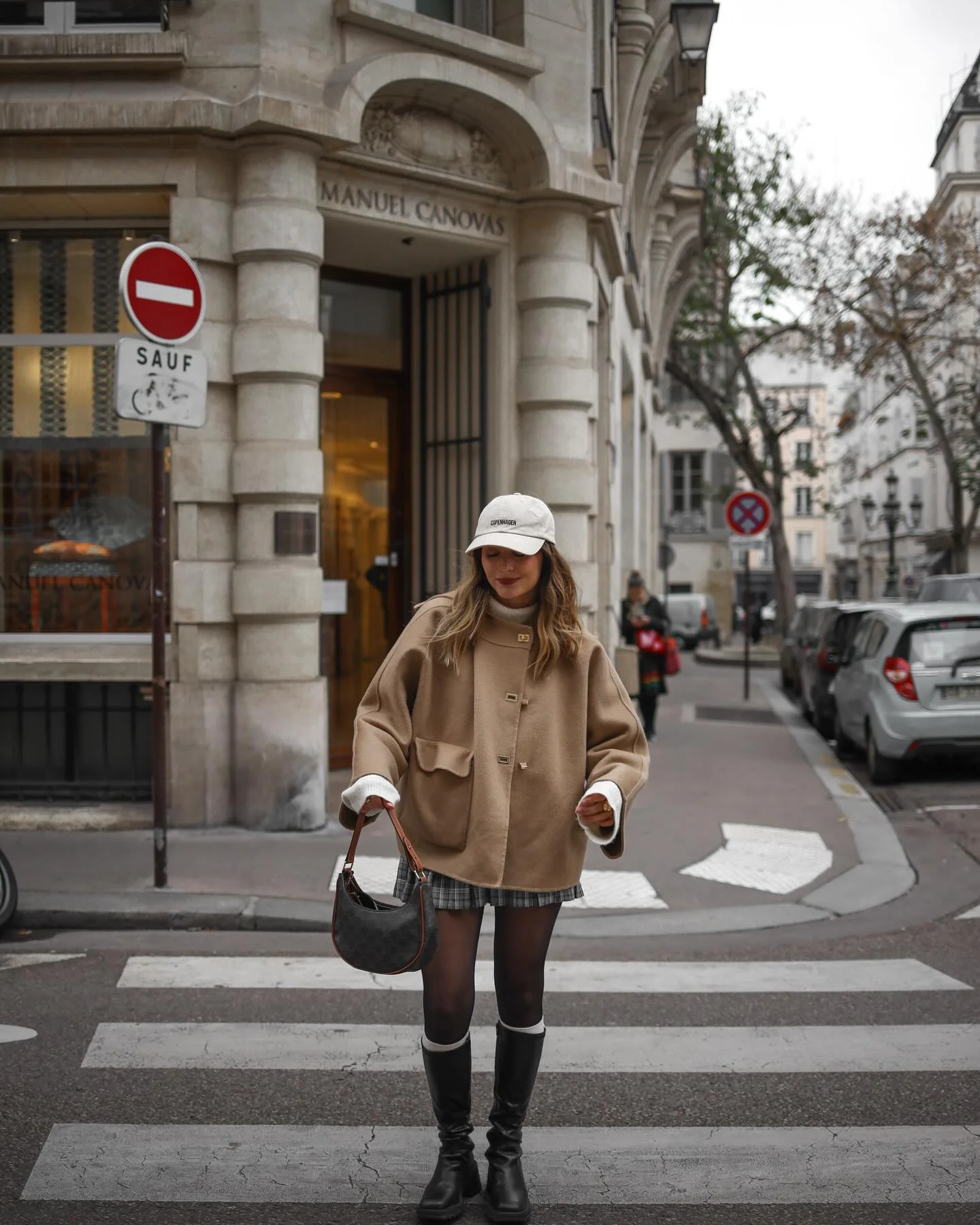 fall outfits with tights 2026 Relaxed Cape Styling With A Preppy Mini Skirt
