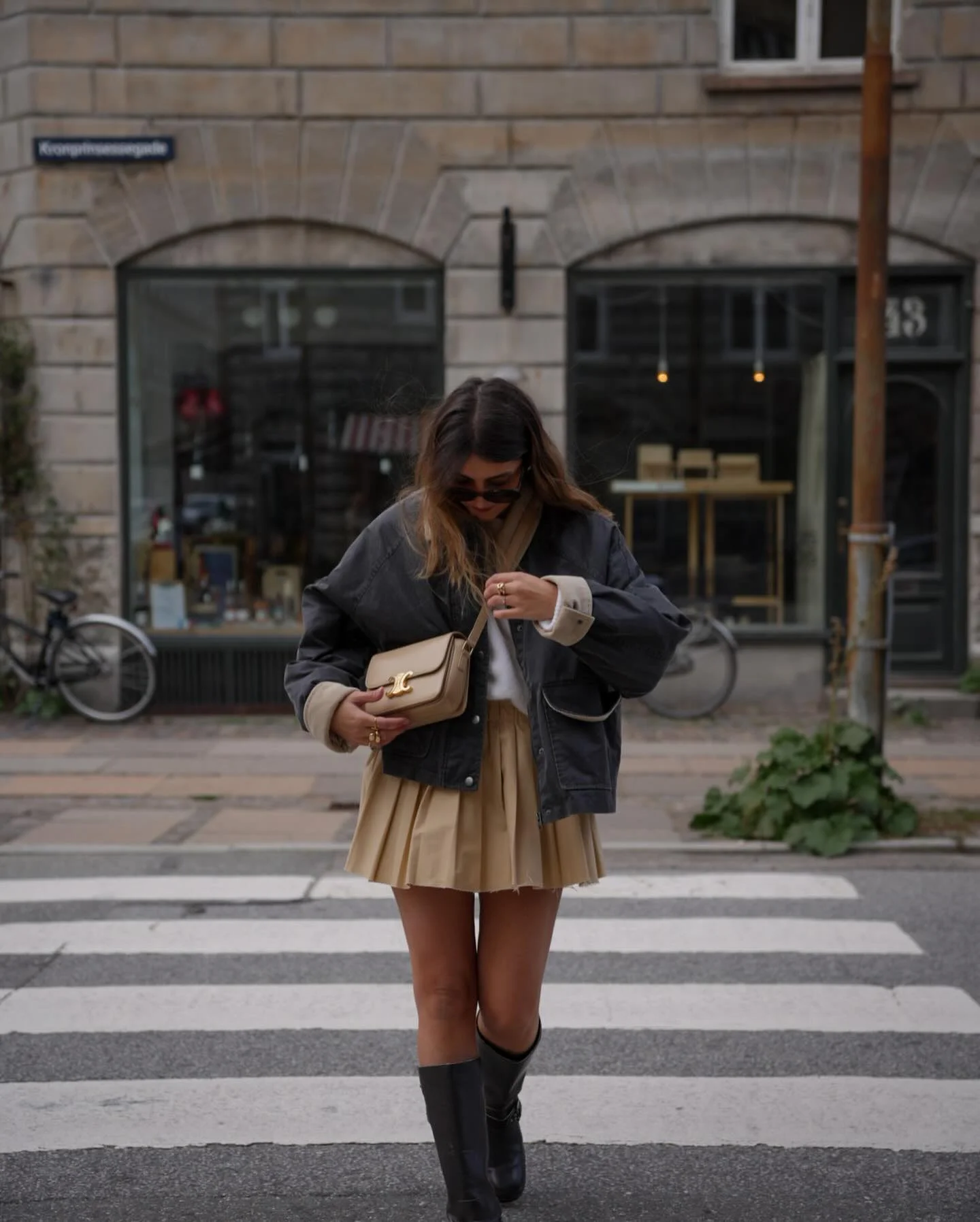 fall outfits with skirts 2026 Pleated Mini Skirt With An Oversized Utility Jacket