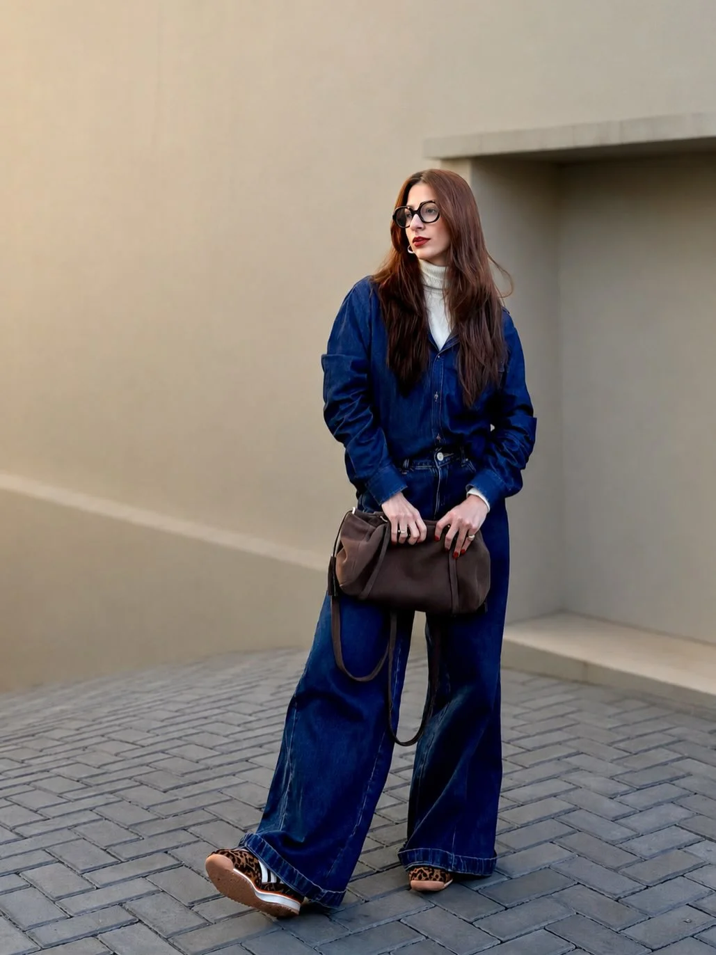 fall denim outfits for women 2026 Relaxed Indigo Denim Layers With Statement Wide-Leg Jeans