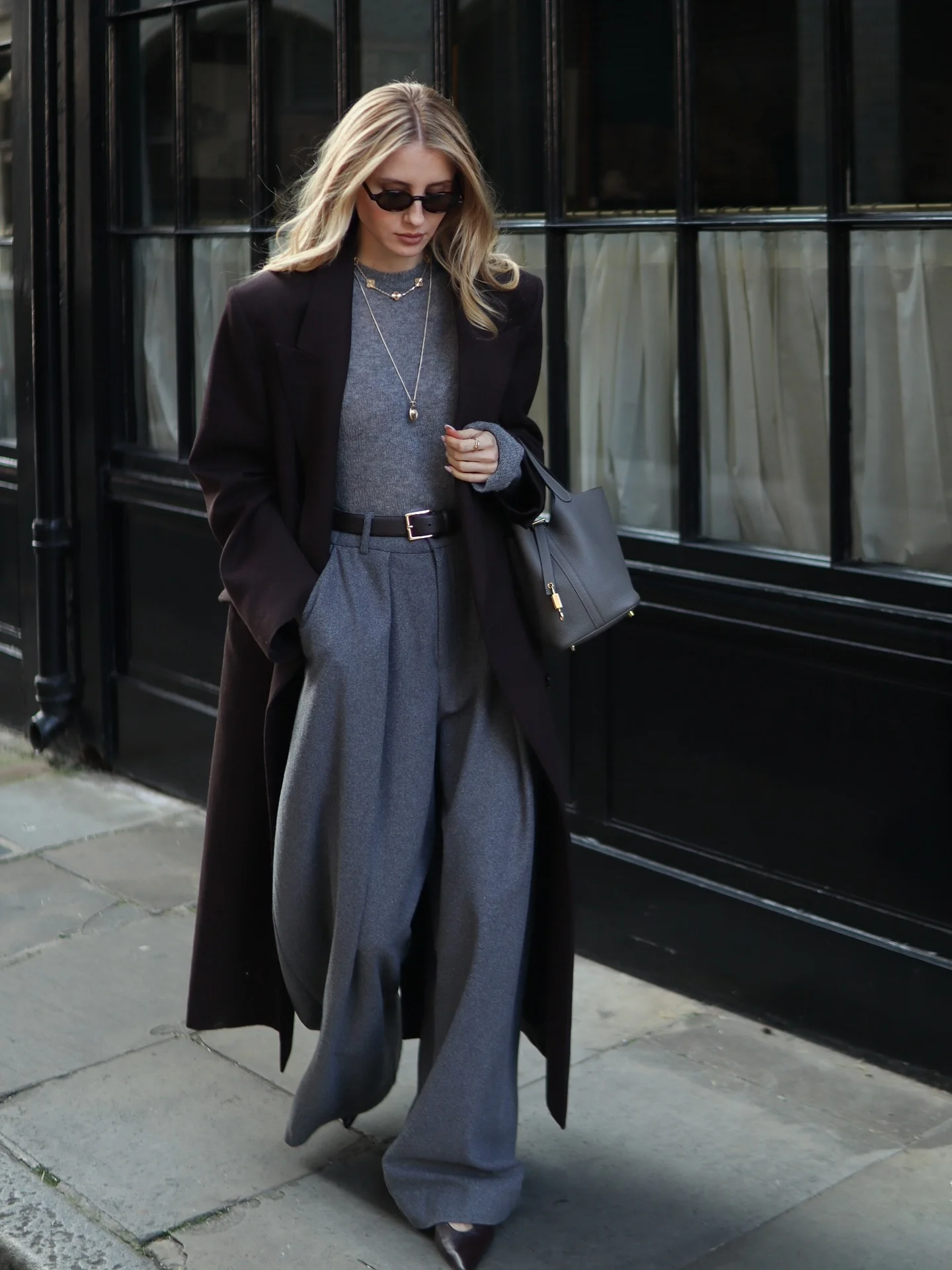 fall office outfits for women 2026 Monochrome Grey Tailoring With Quiet Luxury Appeal