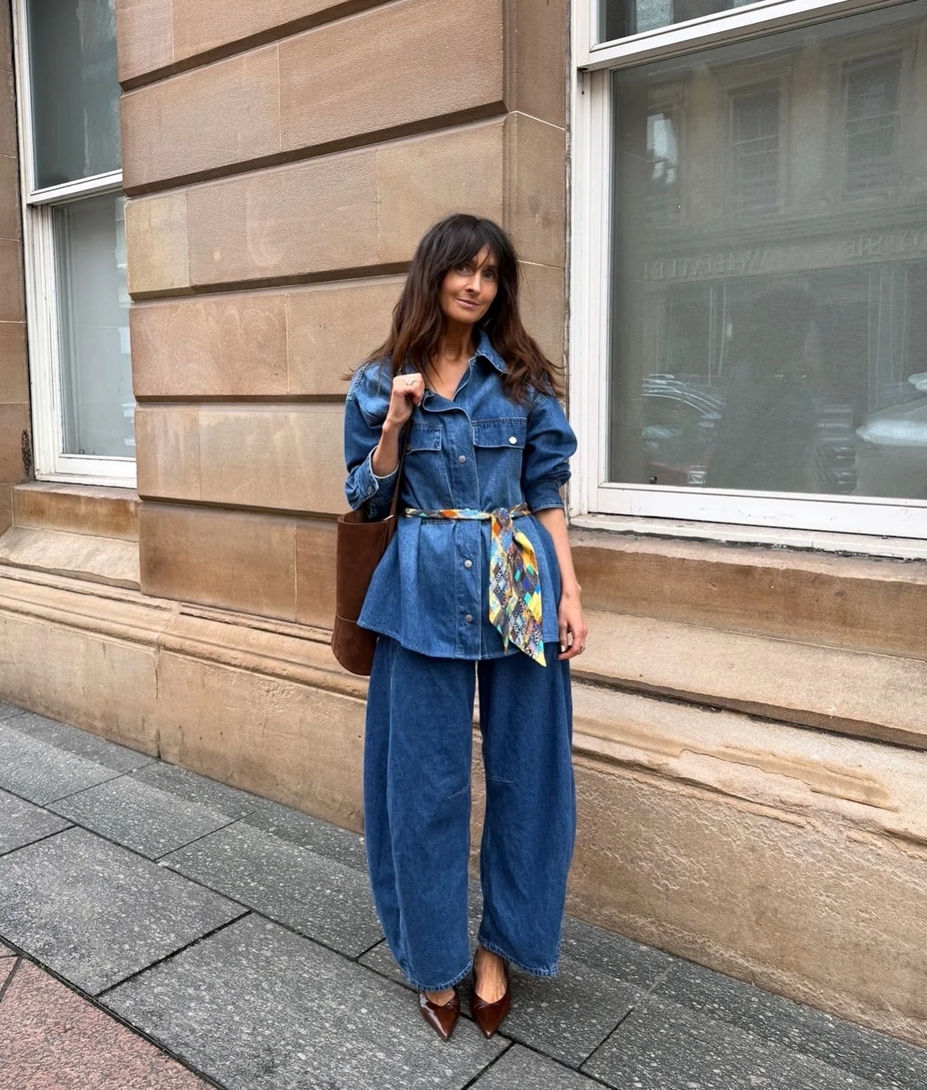 fall denim outfits for women 2026 Modern Double Denim With A Statement Waist Detail
