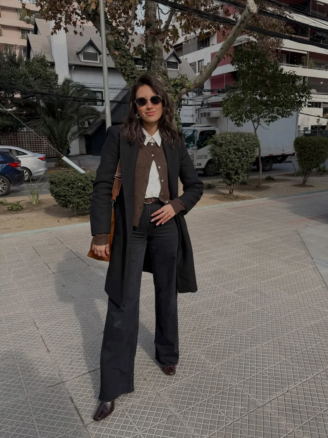 fall office outfits for women 2026 Layered Knitwear And Wide-Leg Denim With Autumn Character