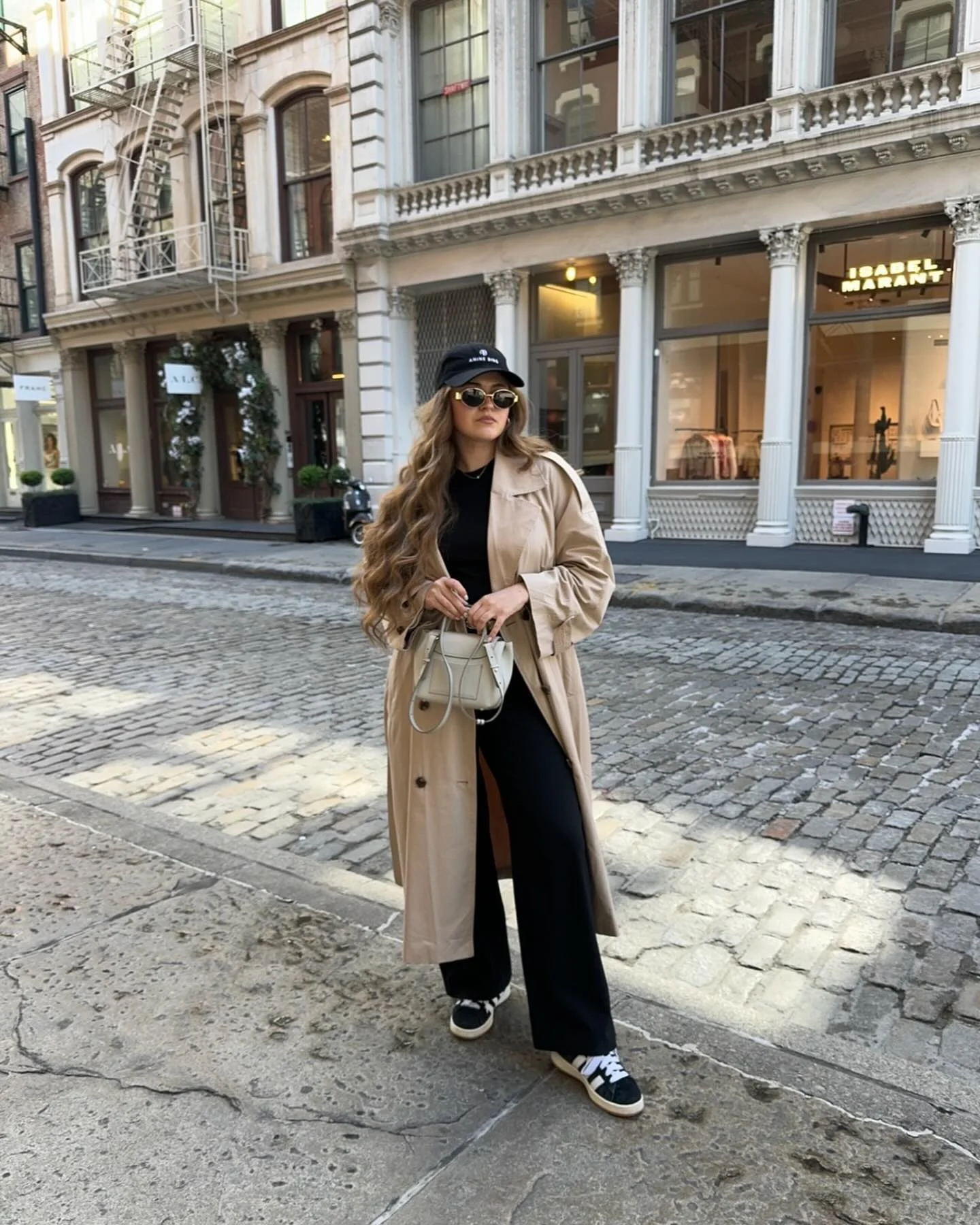fall street style nyc outfits 2026 Long Trench Coat And Relaxed Athleisure For Weekend City Walks