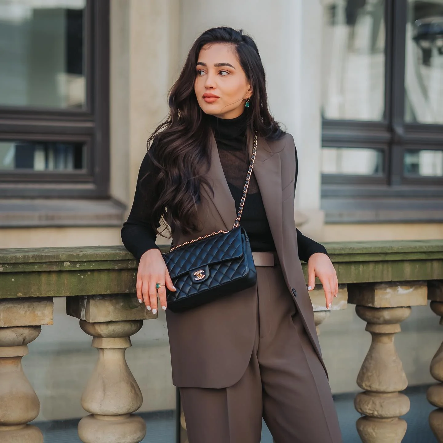 fall smart casual work outfit for women 2026 Elegant Taupe Tailoring With A Modern Layered Finish