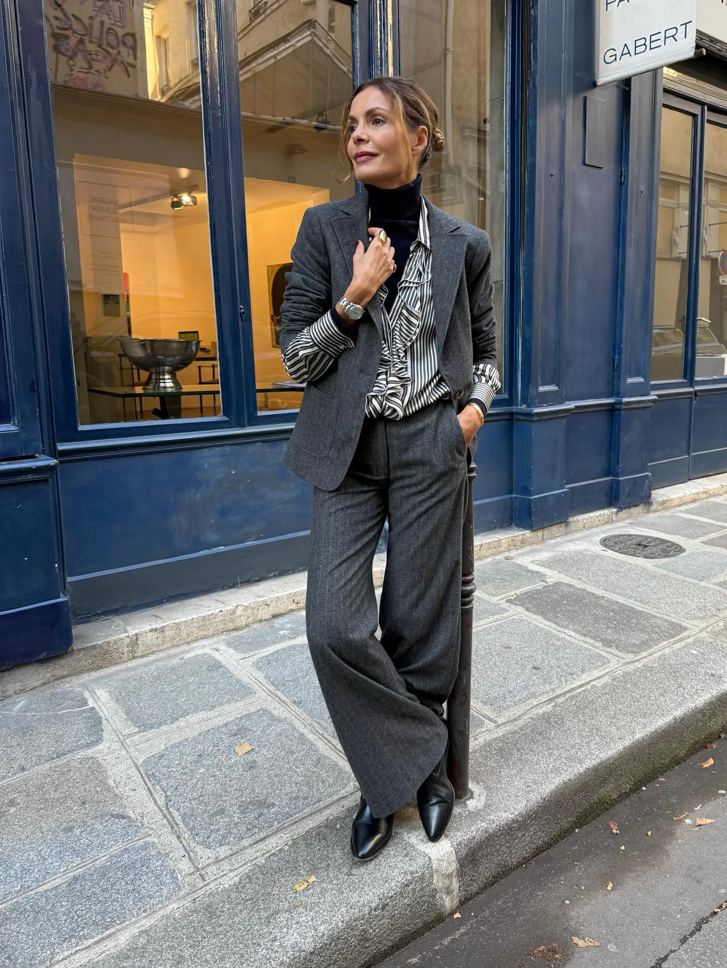 fall office outfits for women 2026 Charcoal Suiting With Fashion Editor Sophistication