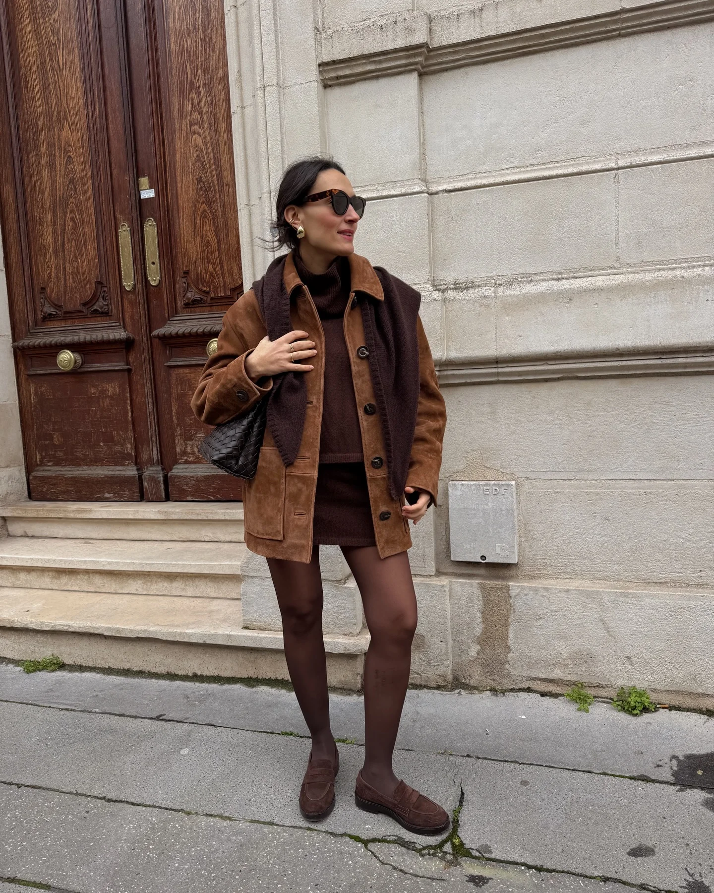 fall outfits with tights 2026 Rich Brown Layers For A Cozy Autumn Wardrobe