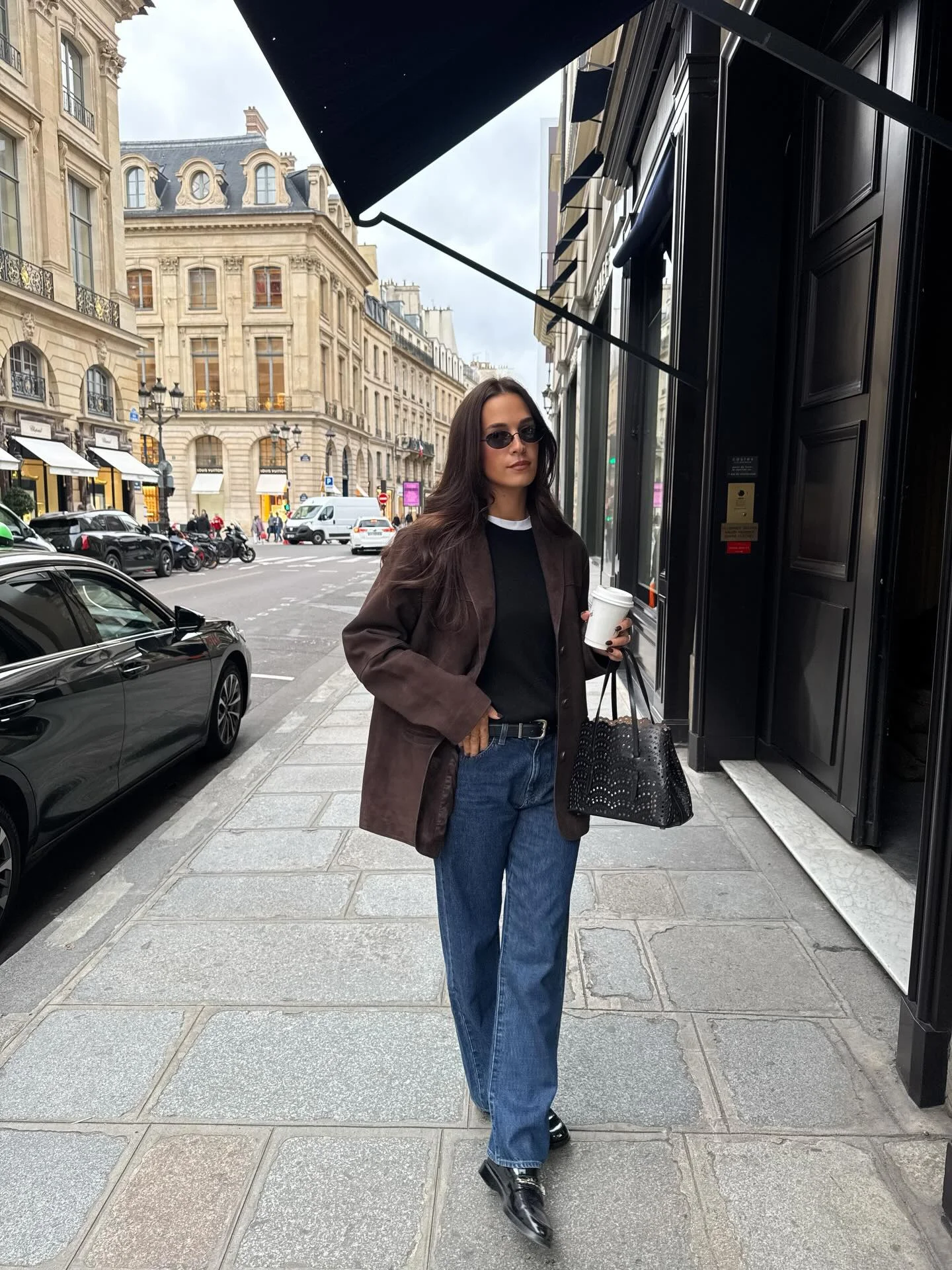 cute comfy fall outfits 2026 Relaxed Espresso Blazer With Wide-Leg Denim