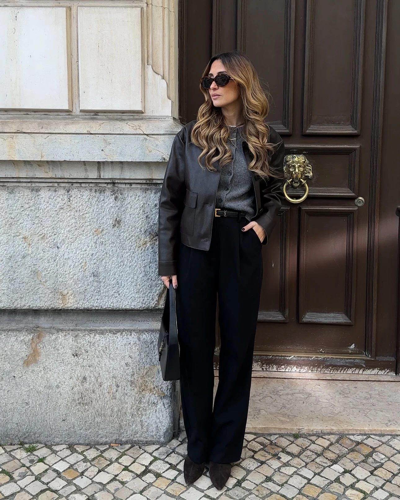 autumn casual work outfits for women 2026 Minimal Leather And Timeless Black Tailoring